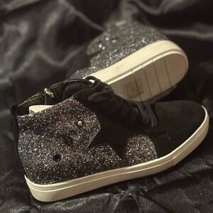 Steve Madden Black and Sparkle Ankle Booties